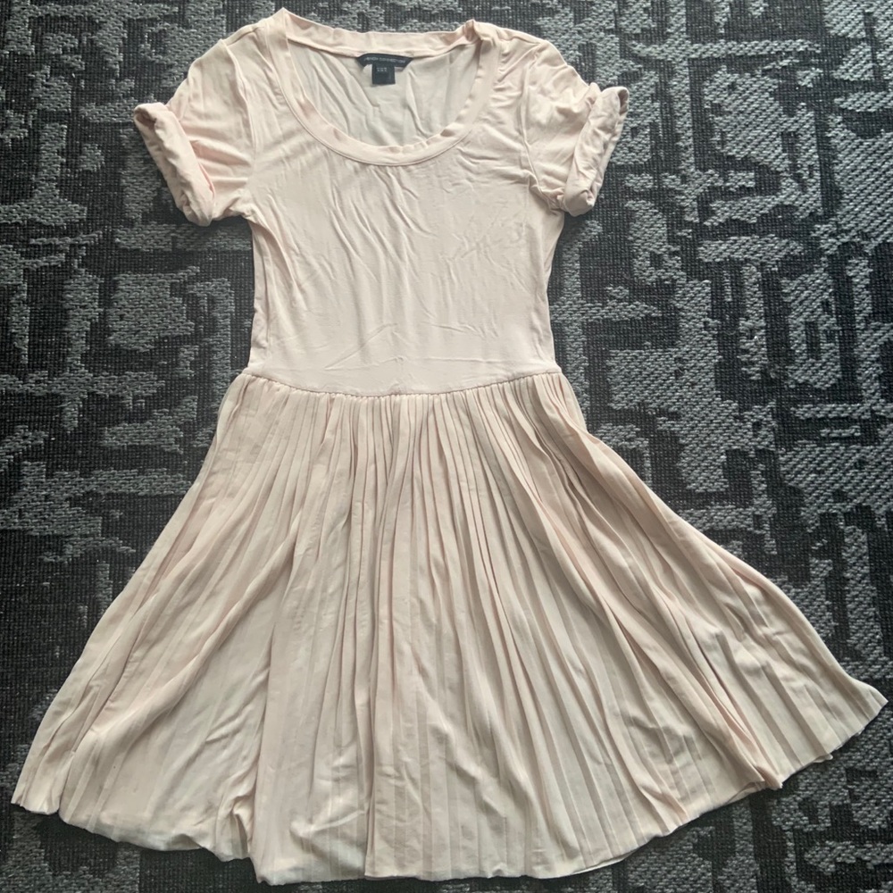 pink pleated dress